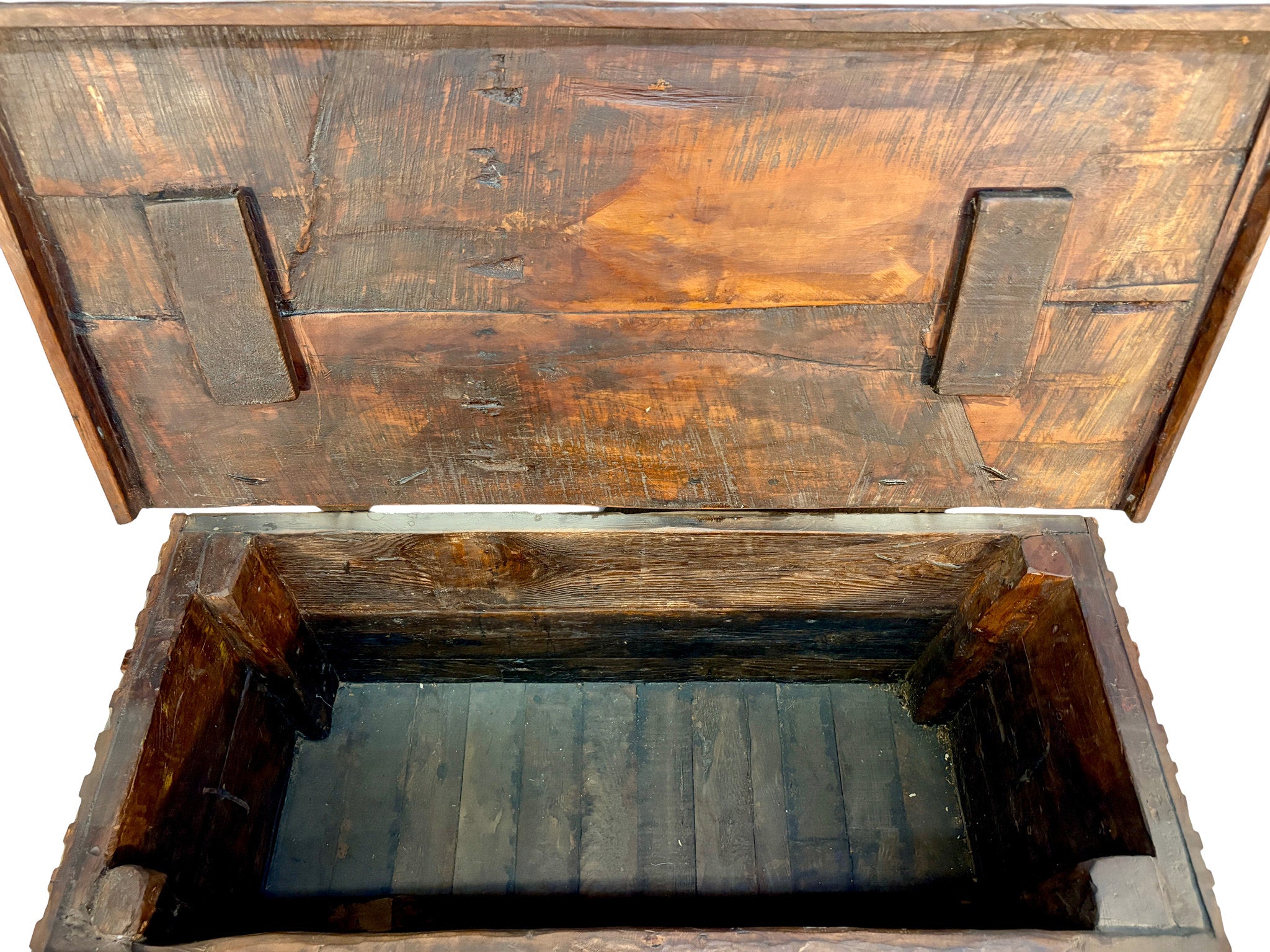 Vintage Hand-Carved Wooden Trunk