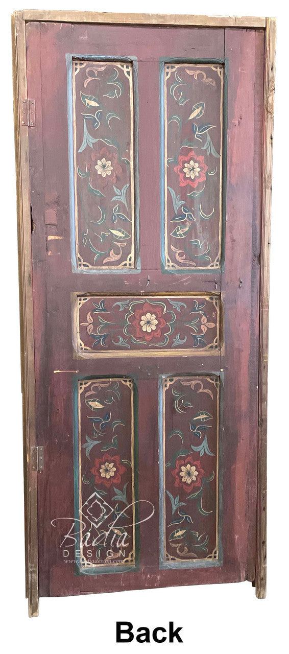 Vintage Multi-Color Hand Painted Wooden Door
