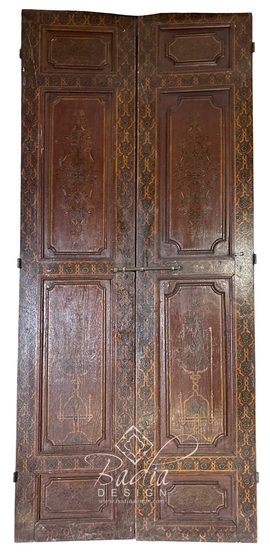 Vintage Red Hand Painted Wooden Door