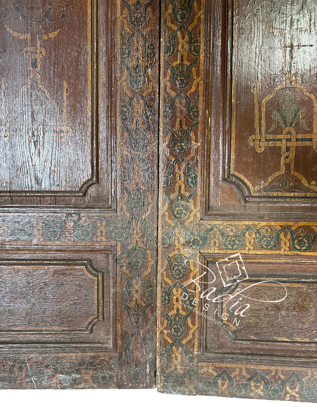 Vintage Red Hand Painted Wooden Door