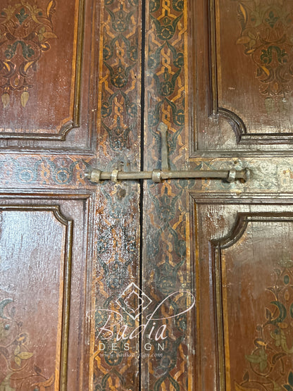 Vintage Red Hand Painted Wooden Door