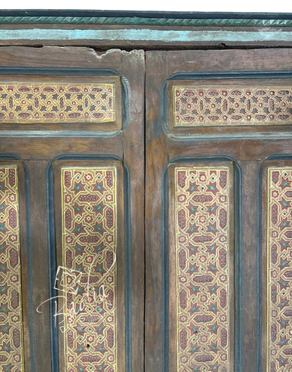 Vintage Red Hand Painted Wooden Door