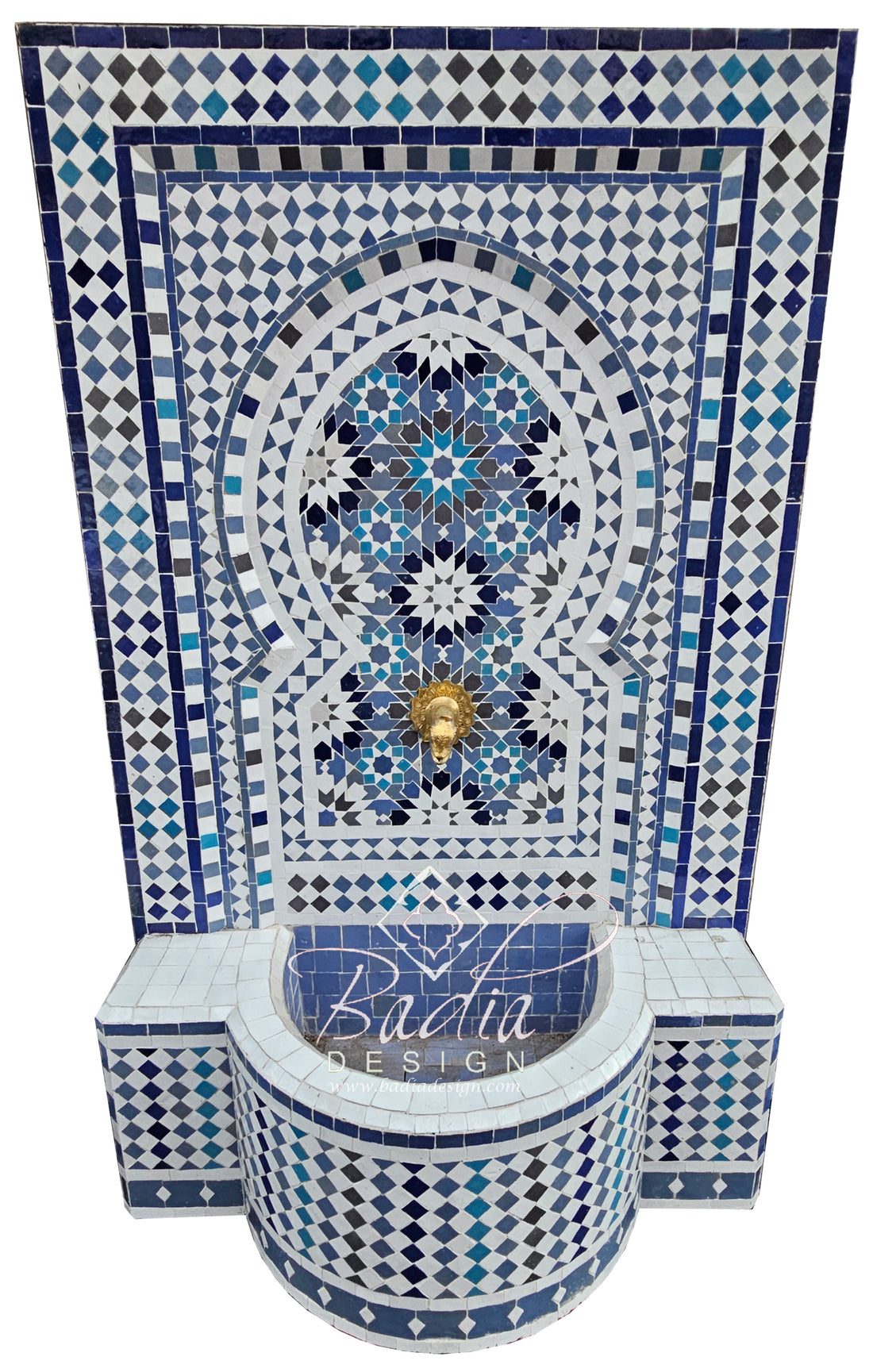 Moroccan Blue Multi-Color Mosaic Water Fountain