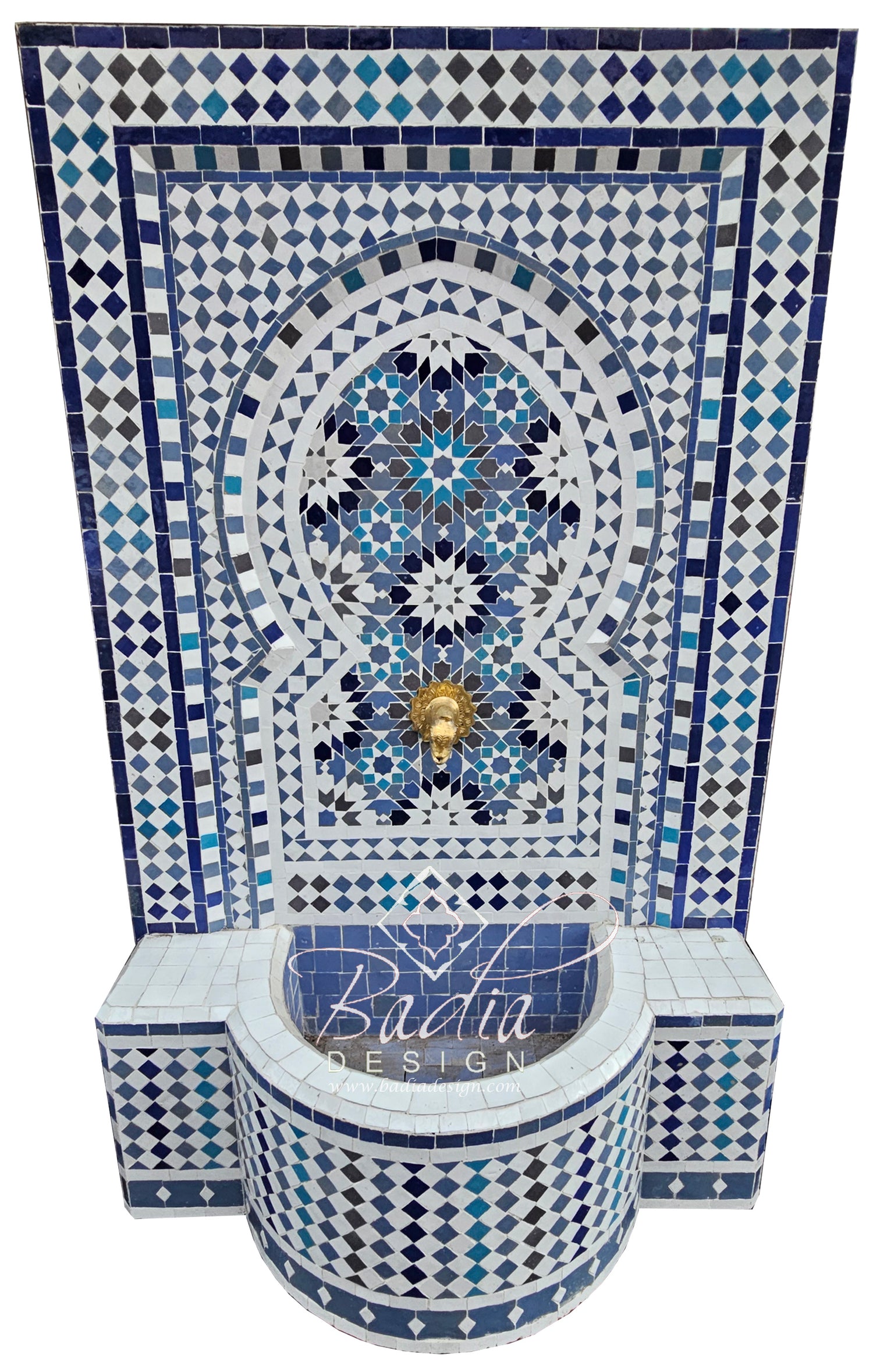 Moroccan Blue Multi-Color Mosaic Water Fountain