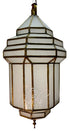 White Glass Moroccan Brass Hanging Lantern