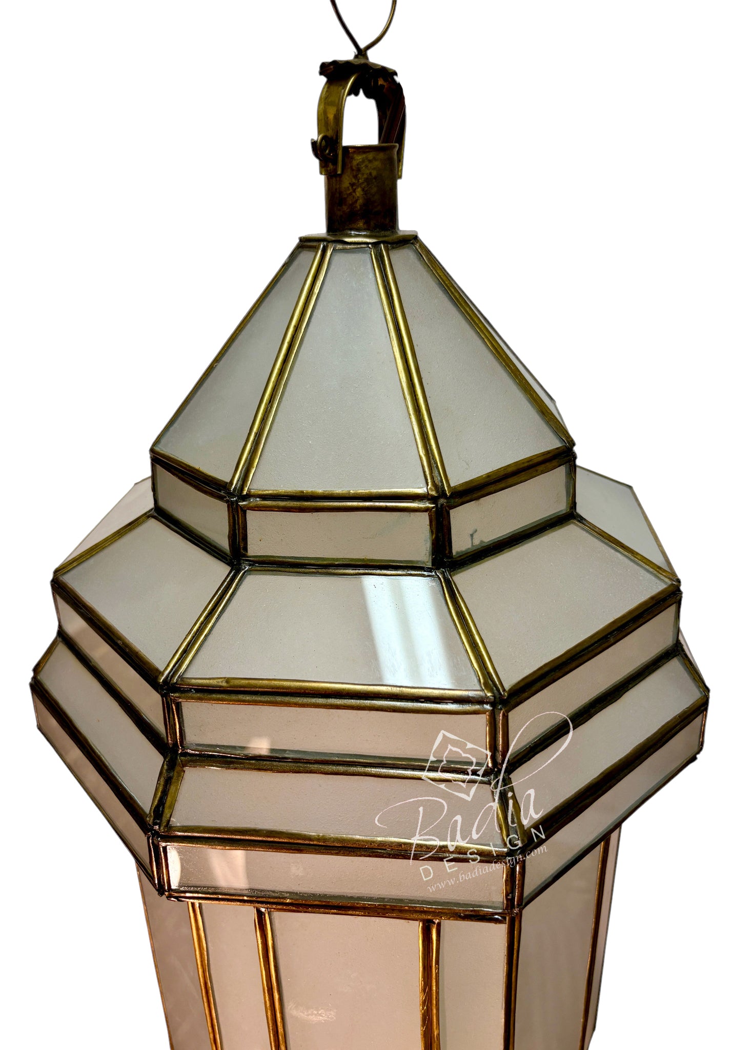 White Glass Brass Hanging Lantern