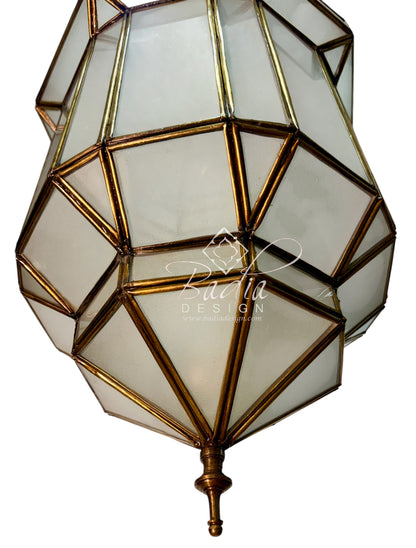 White Glass Brass Hanging Lantern