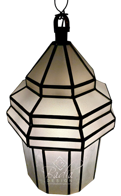 White Glass Brass Hanging Lantern