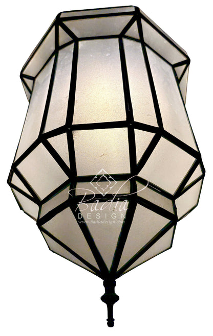 White Glass Brass Hanging Lantern