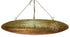 A large, oval-shaped hanging pendant light with a textured, hammered metallic gold finish, suspended by chains against a plain white background.