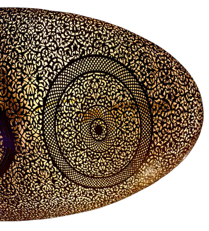 Wide Oval Shaped Pierced Brass Chandelier