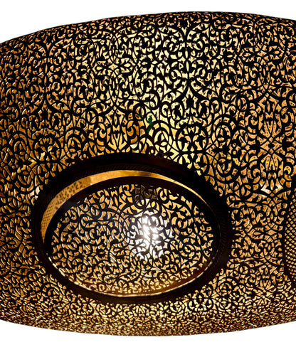 Wide Oval Shaped Pierced Brass Chandelier