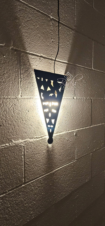 Handcrafted Rustic Iron Wall Sconce with Geometric Pattern