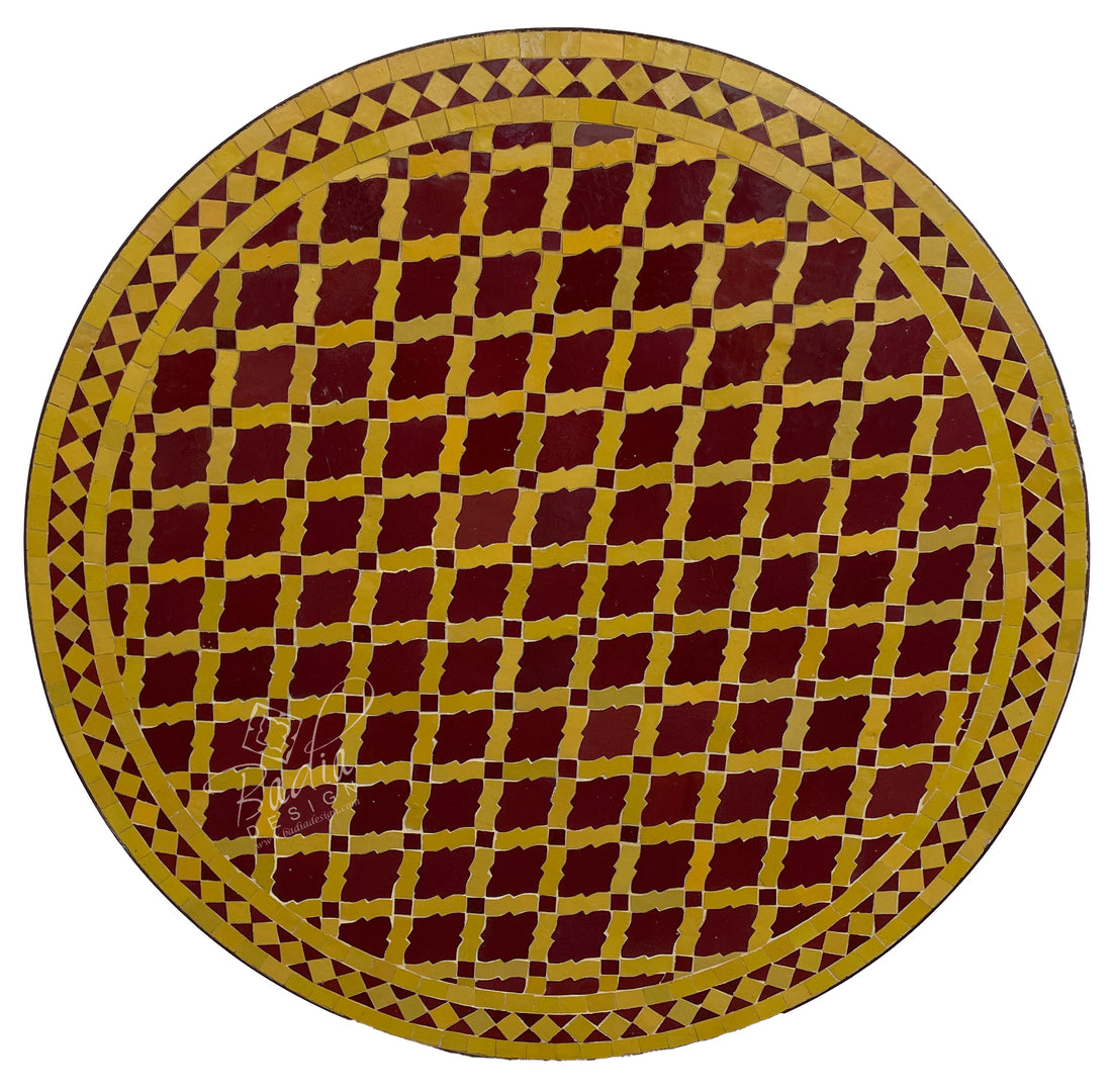 Yellow Moroccan Round Tile Table Top