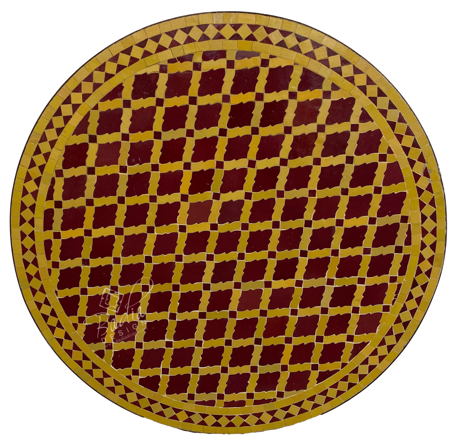 Yellow Moroccan Round Tile Table Top
