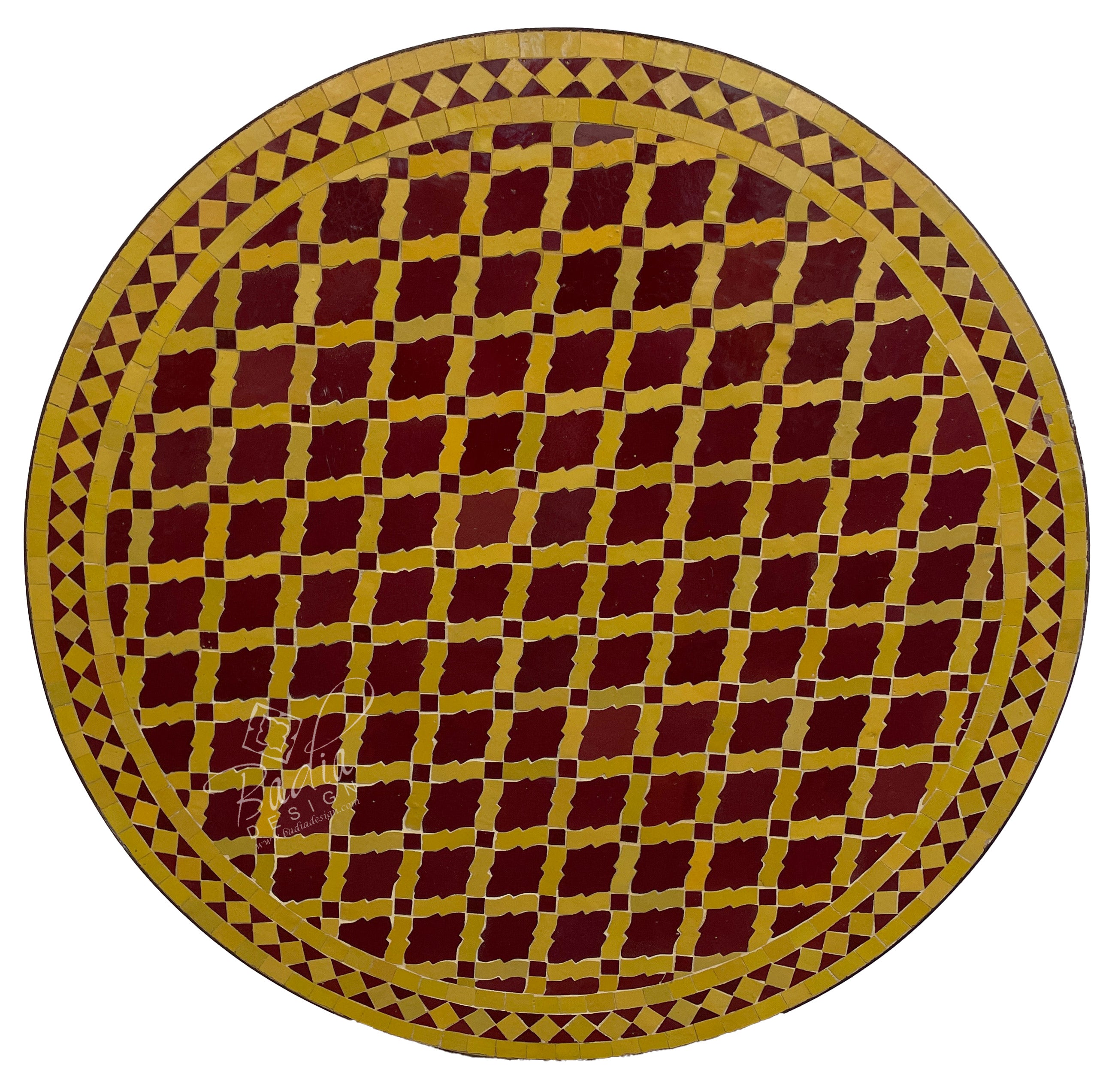 Yellow Moroccan Round Tile Table Top