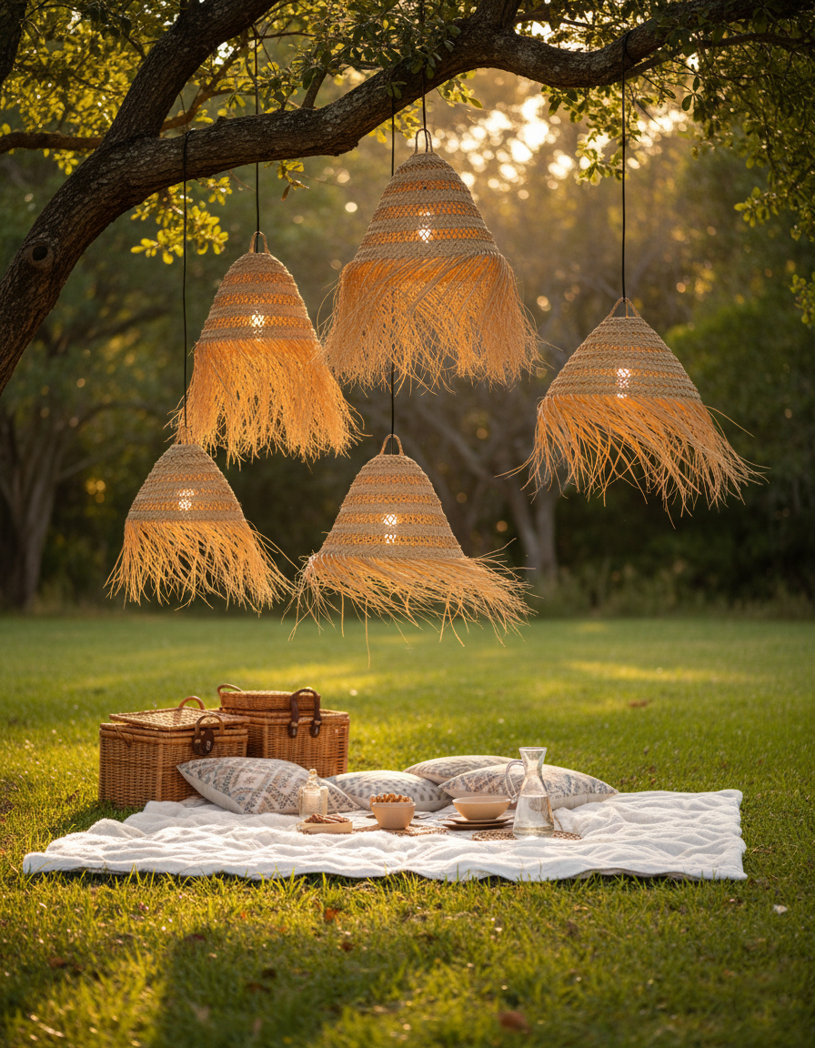 Moroccan Nesting Raffia Lanterns